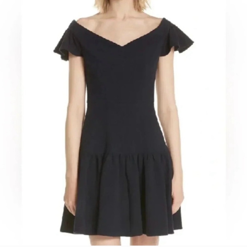 Rebecca Taylor Navy Blue Off-Shoulder Mini Dress